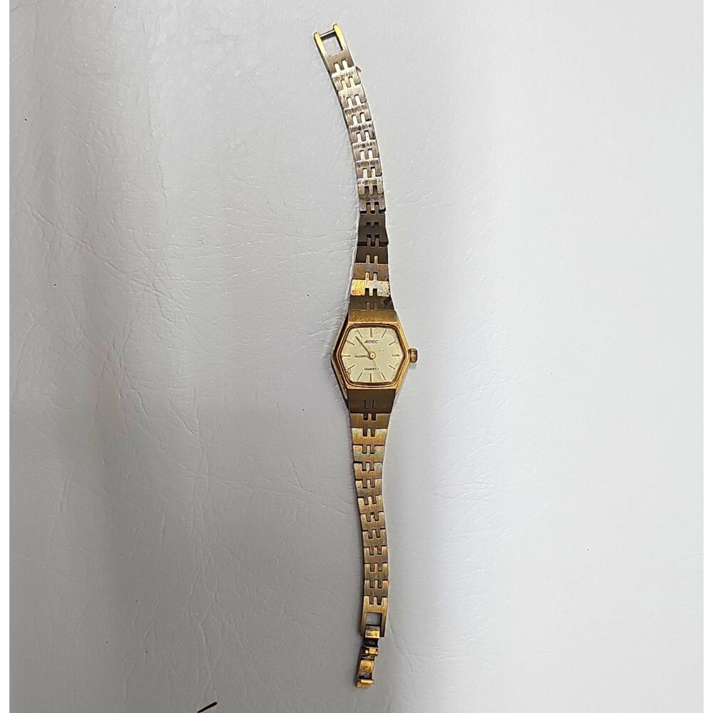 ADEC Women’s Quartz Analog Dress Watch Hexagon Gold Tone Metal Bracelet